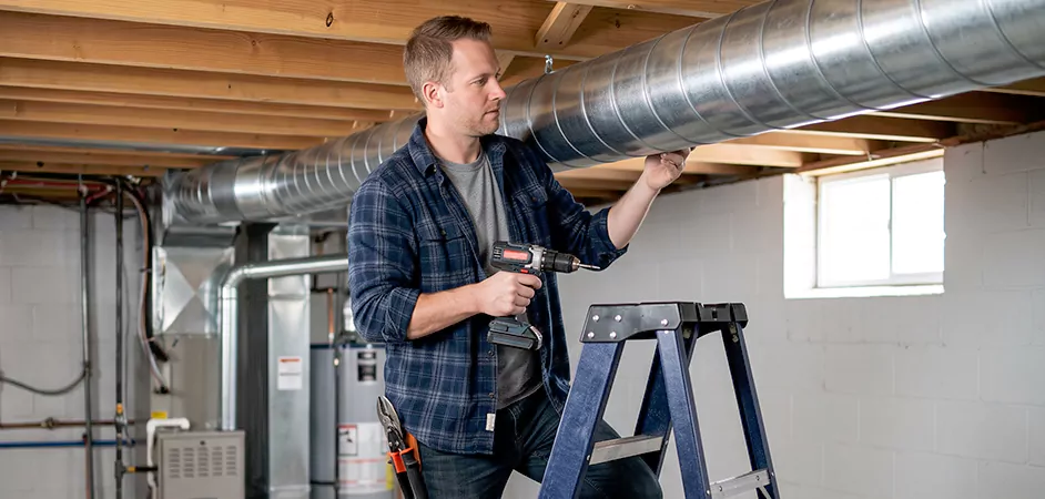 Exposed Spiral Ductwork in Laurel