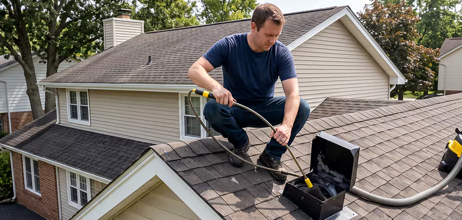 Multi-Story Roof Dryer Vent Cleaning in Laurel